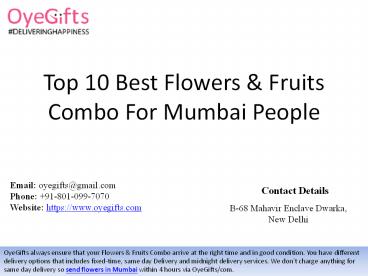 Top 10 Best Flowers & Fruits Combo For Mumbai People