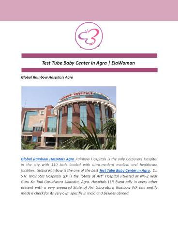 Test Tube Baby Center in Agra | ElaWoman