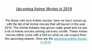 Upcoming Anime Movies in 2019