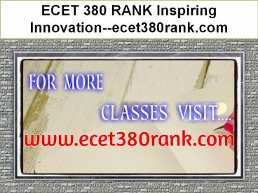 ECET 380 RANK Inspiring Innovation--ecet380rank.com