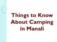 Things to Know About Camping in Manali