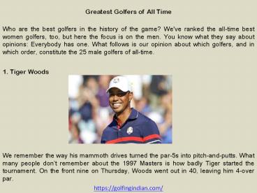 Some Greatest Golfers of All Time