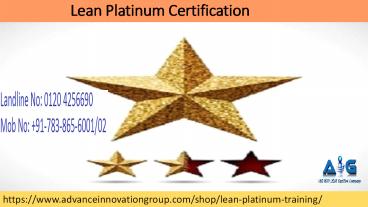 Online Lean Platinum Certification | Advance Innovation Group