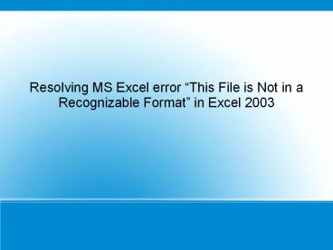 PPT -ms excel error 