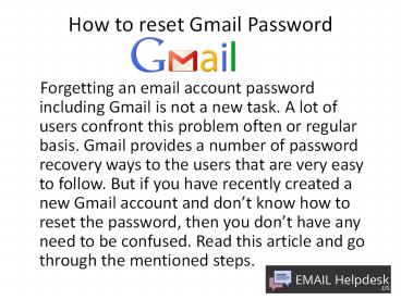 How to Reset Gmail Password?