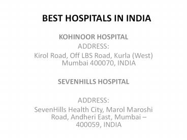Best Hospitals in India