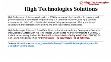 Android Training Institute in Delhi, Noida & Gurgaon