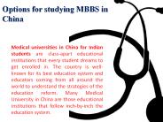 Options for studying MBBS in China