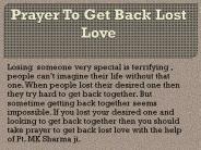 Prayer to get back lost love