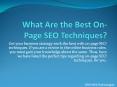 What Are the Best On-Page SEO Techniques? PowerPoint PPT Presentation