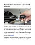 Reasons Why You Need To Hire A Car Locksmith in London PowerPoint PPT Presentation