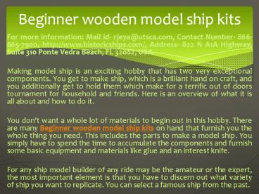Beginner wooden model ship kits