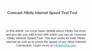 Comcast Xfinity Internet Speed Test Tool