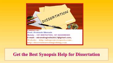 Get the Best Synopsis Help for Dissertation