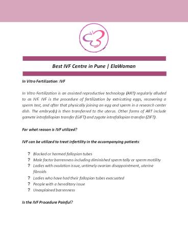 Best IVF Centre in Pune | ElaWoman