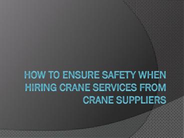 Crane Services in Chennai