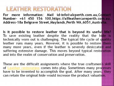 Leather restoration