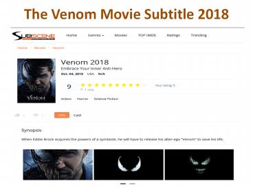 The Venom Movie Subtitle 2018