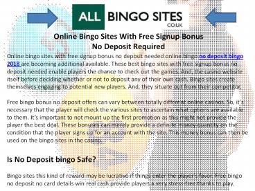Online Bingo Sites With Free Signup Bonus No Deposit Required