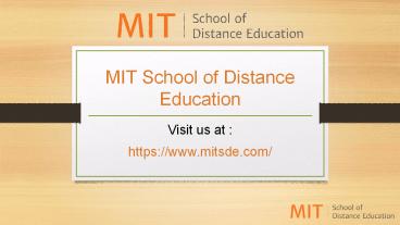 Distance MBA | PGDBA – Operations | MITSDE