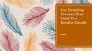 Car Detailing Process That Yield Pro Results Entails