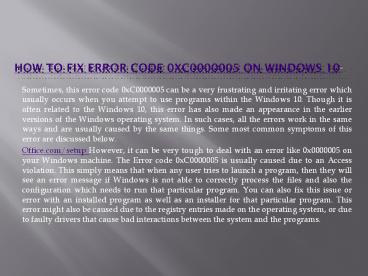 How to Fix Error Code 0xC0000005 on Windows 10?