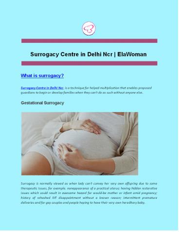 Surrogacy Centre in Delhi Ncr | ElaWoman