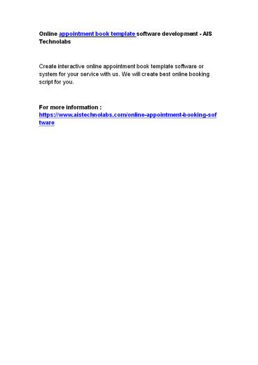 Online appointment book template software development - AIS Technolabs