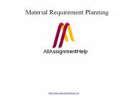 Material Requirement Planning