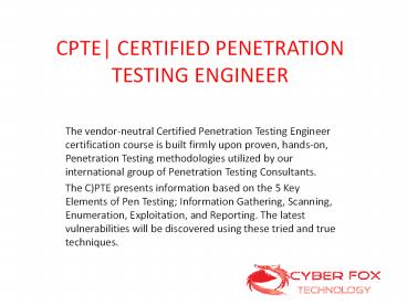 download free Certified Penetration Testing Engineer ppt