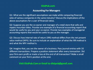 Annamalai Study Material by DistPub-Accounting For Managers