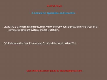 Annamalai Study Material by DistPub – E-Commerce Application And Securities