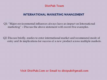Annamalai Study Material by DistPub – International Marketing Management