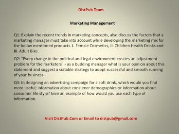 Annamalai Study Material by DistPub – Marketing Management