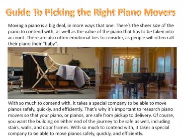 Guide To Picking the Right Piano Movers