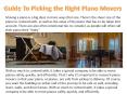 Guide To Picking the Right Piano Movers PowerPoint PPT Presentation