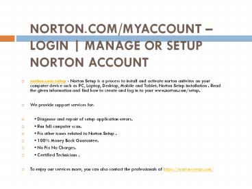 NORTON.COM/SETUP ANTIVIRUS ACTIVATION OF NORTON
