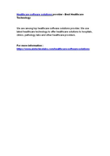 Healthcare software solutions provider - Best Healthcare Technology