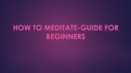 How to meditate