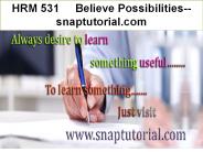 HRM 531   Believe Possibilities--snaptutorial.com