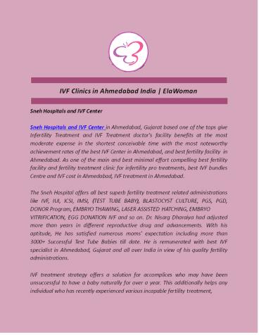 IVF Clinics in Ahmedabad India | ElaWoman