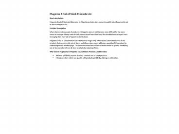 Magento 2 Out Of Stock Notification