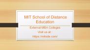 Distance MBA | External MBA Colleges | MITSDE