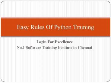 Easy Rules Of Python Training