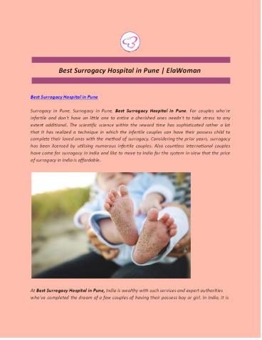 Best Surrogacy Hospital in Pune | ElaWoman