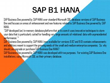 SAP Business One HANA