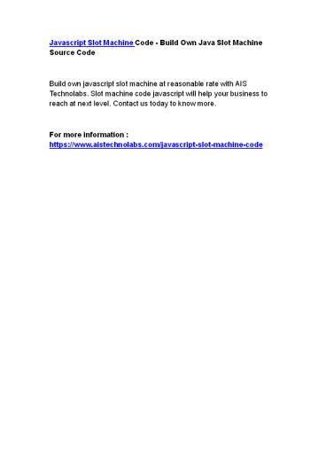 Javascript Slot Machine Code - Build Own Java Slot Machine Source Code ...