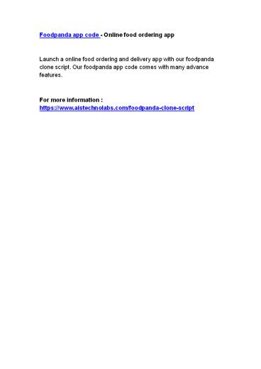 Foodpanda app code - Online food ordering app