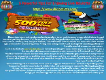 5 Powerful Tips For Enjoying Live Roulette