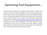 Swimming Pool Equipment Manufacturers